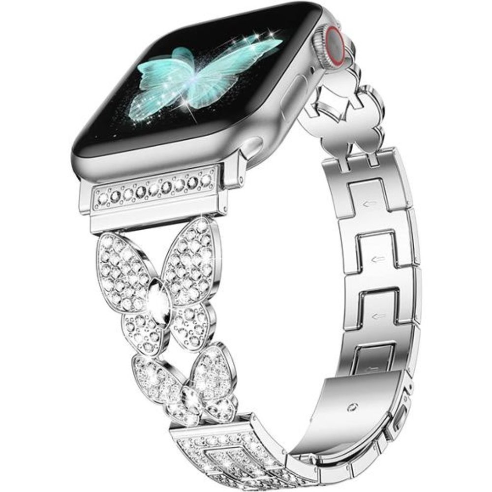 Silver Butterfly Rhinestone Apple Watch Band